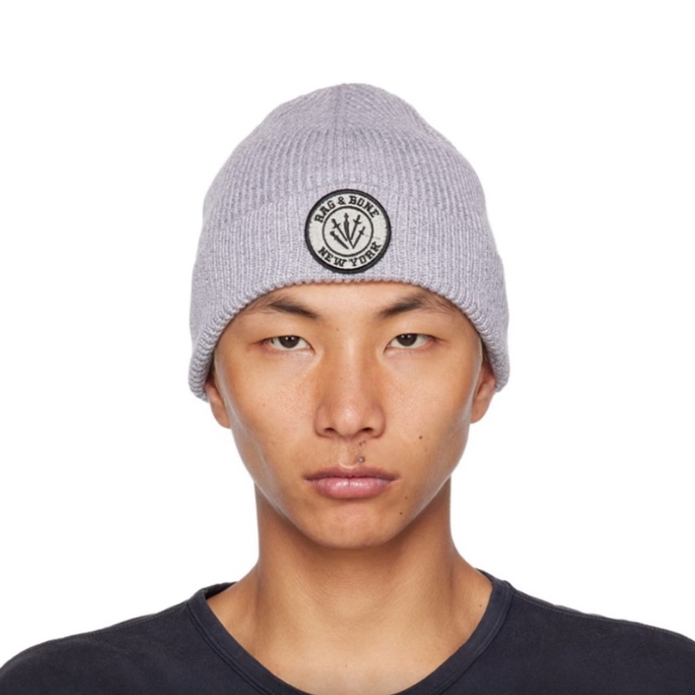 ❌SOLD❌ BNWT - RAG & BONE Ribbed Wool Beanie Grey Melange - Picture 7 of 8